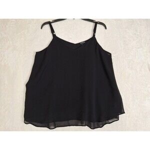 Torrid Womens Tank Top 00 Black V Neck Lined Chiffon Feminine Adj Straps M L